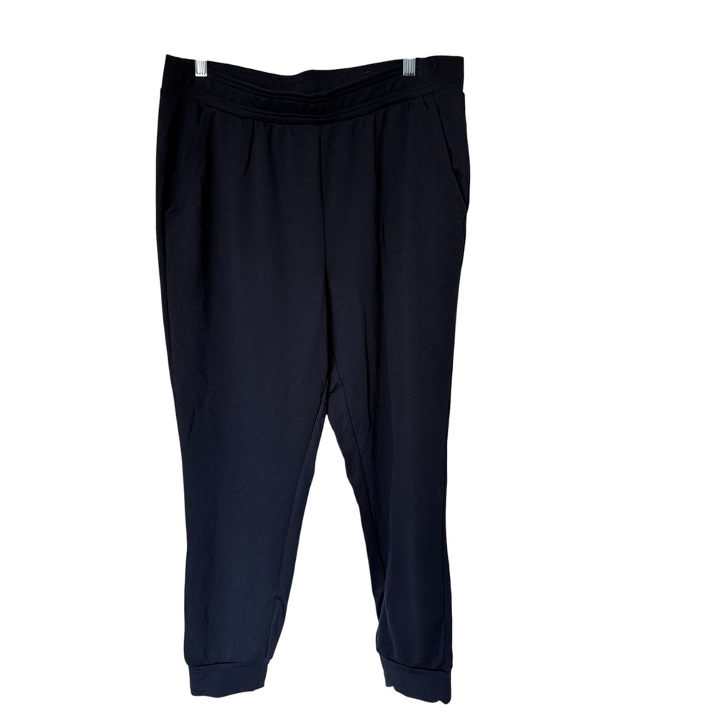 Eddie Bauer Lounge Joggers Women Large Black Excellent Elastic Waist Pockets